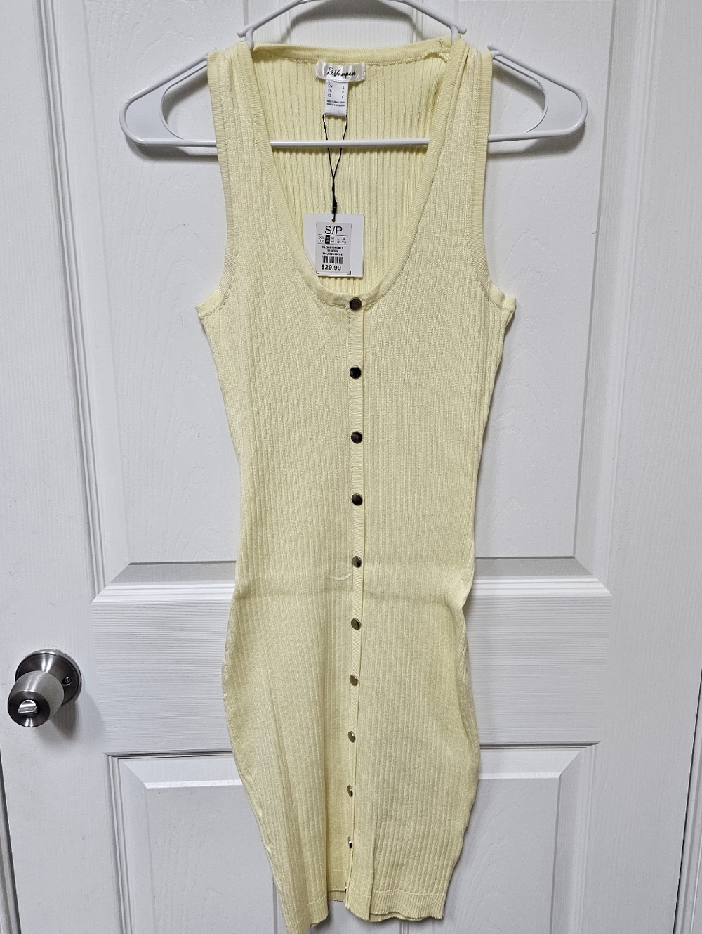 Wilfred Pale Yellow Ribbed Button-Front Tank Dress